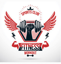 Gym Conceptual Emblem Composed Using Bird Wings