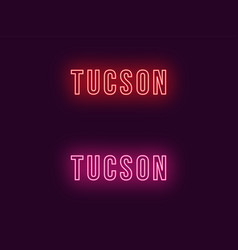 Neon Name Of Tucson City In Usa Text