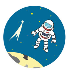 Spaceman In Space Over The Moon