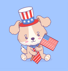 American Festive Pet Dog In Top Hat And Tie Flag