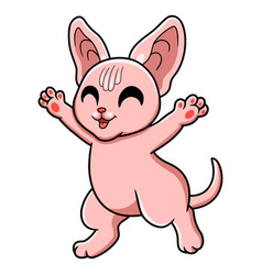 Cute Sphynx Cat Cartoon Raising Hands