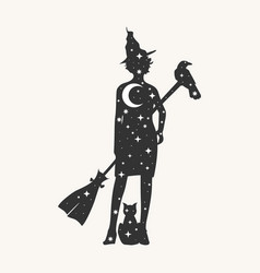 Halloween Holiday Background Standing Witch