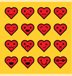 Heart Emoticon Set For Valentines Day Funny Red