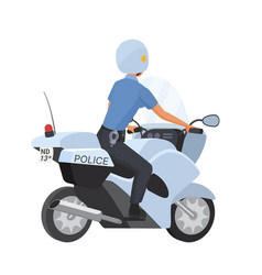 Back View Of Policewoman Riding Motorcycle