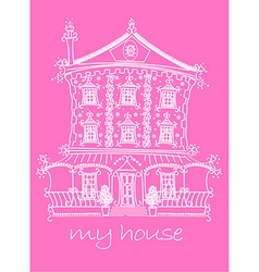 Pretty Lace Doll House On Pink Background