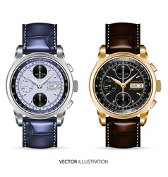 Realistic Watch Clock Chronograph Collection Gold