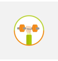 Hand Holding Dumbell Round Colored Icon Sport