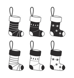 Set Of Christmas Stockings In Black And White