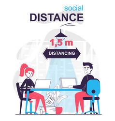 Social Distance Isolated Cartoon Concept