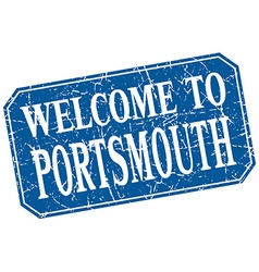 Welcome To Portsmouth Blue Square Grunge Stamp