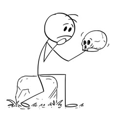 Person Or Hamlet Holding Skull And Thinking