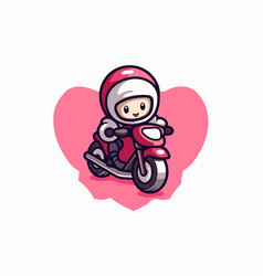 A Cute Little Boy Riding Motorcycle On Pink