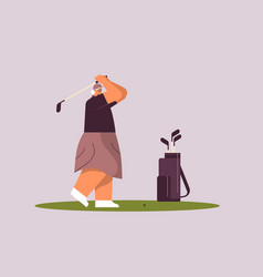 Senior Woman Playing Golf Aged Player Taking