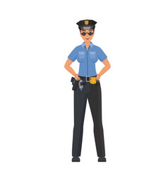 Standing Policewoman With Hands On Hips