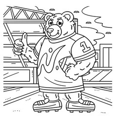 American Football Bear Mascot Coloring Page