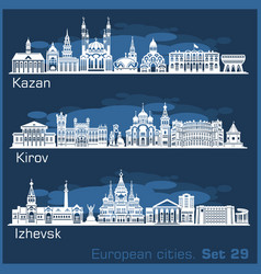 Kirov Kazan Izhevsk City Skyline Set Russia