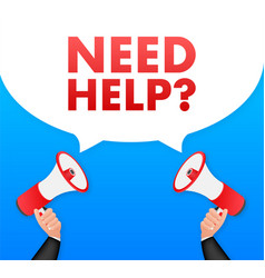 Megaphone Label With Need Help Banner