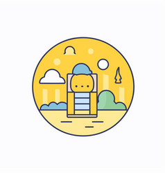 Outdoor Park Flat Color Icon Of Landscape In