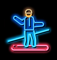 Snowboarder Slalom Neon Glow Icon