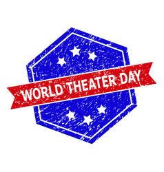 Hexagon Bicolor World Theater Day Seal