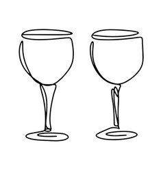 Pair Of Wine Glasses Isolated Line Art Glasses