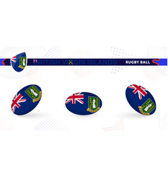 Rugby Ball Set With The Flag Of British Virgin