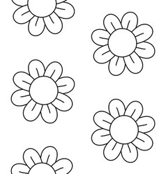 Seamless Pattern Of Groovy Outline Flower