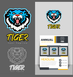 Blue Luxury Logo Concept Lion Head Animal