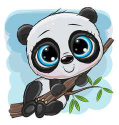 Cartoon Panda Is Sitting On A Tree