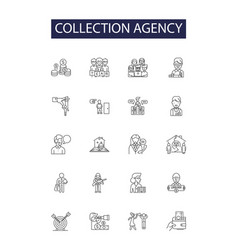 Collection Agency Line Icons And Signs