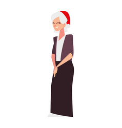 Merry Christmas Grandma With Santa Hat Cartoon