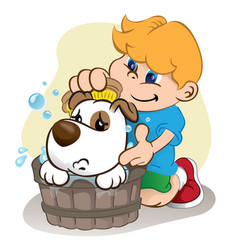 A Child Bathing In Dog