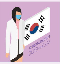 Female Doctor With Face Mask And South Korea Flag