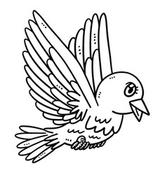 Flying Bird Isolated Coloring Page For Kids