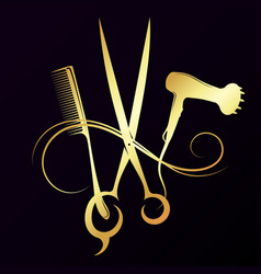 Gold Symbol For Hair Stylist And Beauty Salon