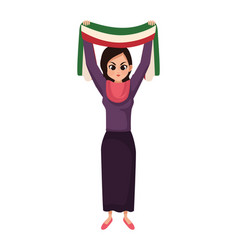 Iranian Woman Lifting Flag