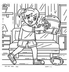 American Football Girl Helmet Coloring Page