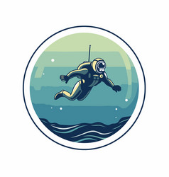 Diver On The Background Of The Sea In Retro Style