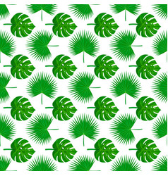 Monstera Palmetto Palm Leaves Seamless Pattern