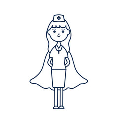 Nurse Woman With Hero Layer Icon Line Style