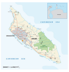 Road Map Of The Abc Island Of Aruba