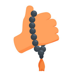 Hand Holding Black Buddhist Rosary Beads