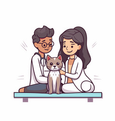 Veterinarian Doctor And Patient In Cartoon Style