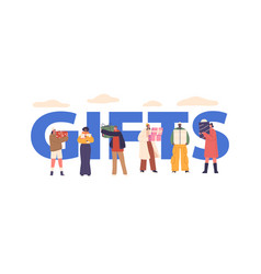 Gifts Concept With Male And Female Characters