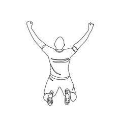 Soccer Player Celebrating Goal One Line Art