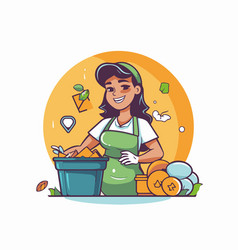 Cleaning Service Concept Of Woman In Apron