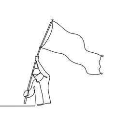 Continuous Line Drawing Of Person With Flag