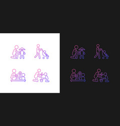 Parental Involvement Gradient Icons Set For Dark