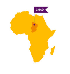 Chad On An Africa S Map With Word On A Flag