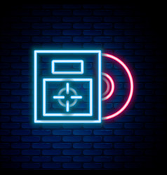 Glowing Neon Line Cd Or Dvd Disk In Box Icon